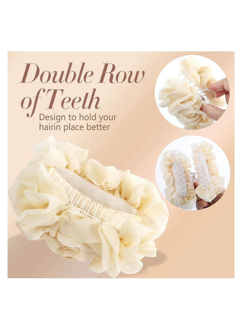 SYOSI Large Chiffon Flower Fashion Hair Clips, Hair Holder Accessories, Hair Claw Clips for All Hair Types and Textures, for Thin Hair Can Keep Your Hair Tidy and Dry for Girls Women ( 4 Pack ) - Image 3