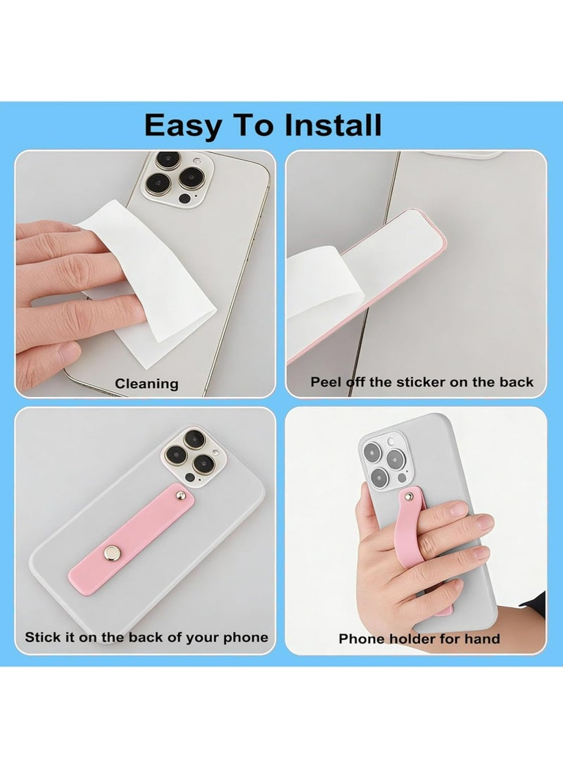 YOUGE 8Pcs Telescopic Type Back Pasting Phone Grip Strap Holder, Portable Universal Phones Soft Silicone Waterproof Finger Loop, Steady Alloy Buckle Phone Kickstand - Image 5