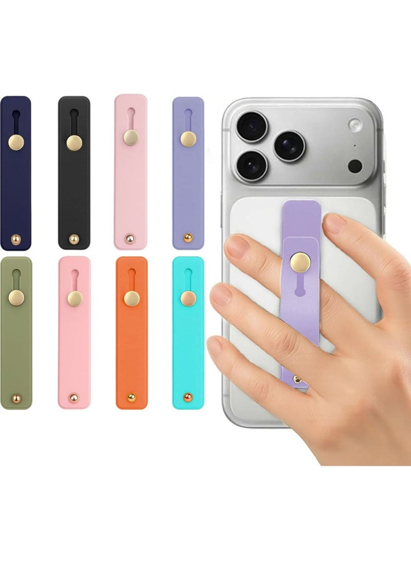 YOUGE 8Pcs Telescopic Type Back Pasting Phone Grip Strap Holder, Portable Universal Phones Soft Silicone Waterproof Finger Loop, Steady Alloy Buckle Phone Kickstand - Image 1