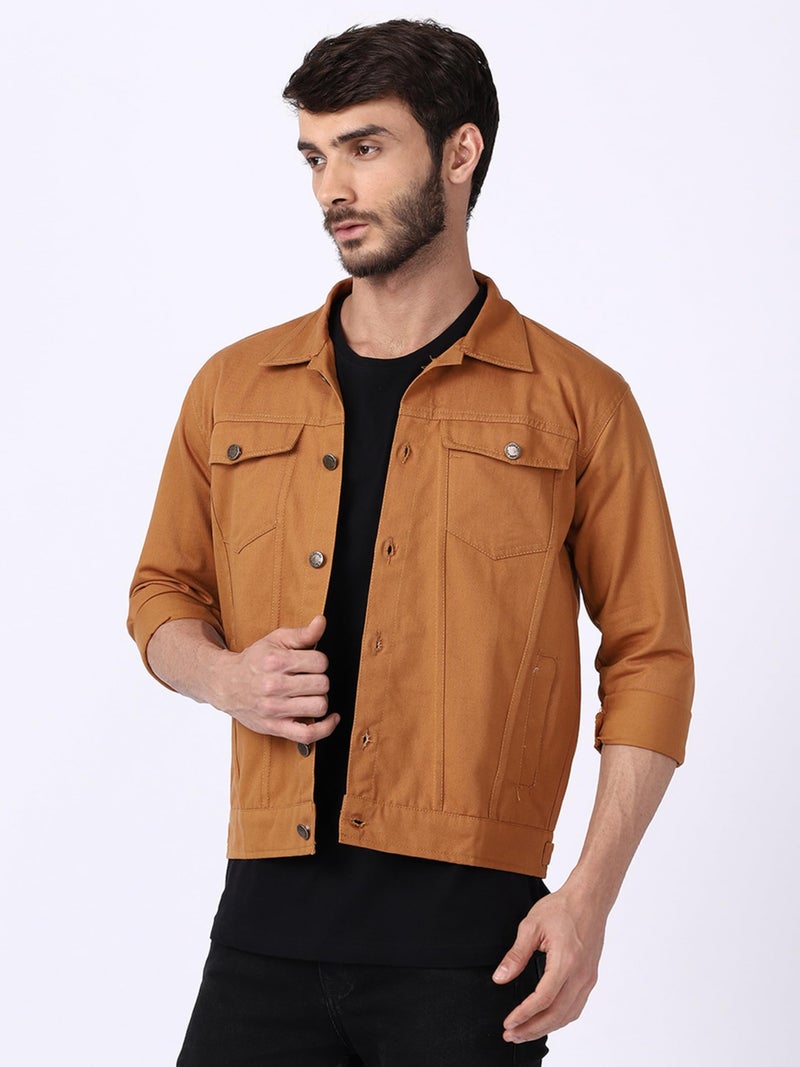VOGATI Men's Denim Jacket kjt203vogf-s_Beige_S - Image 3