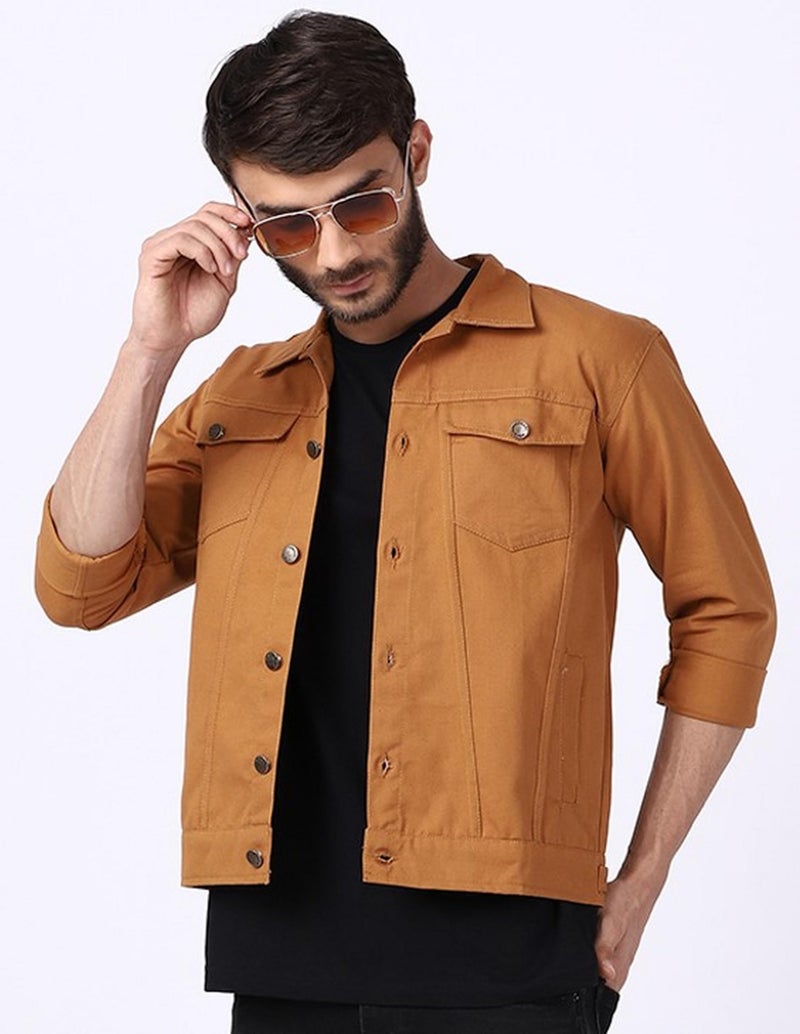 VOGATI Men's Denim Jacket kjt203vogf-s_Beige_S - Image 2