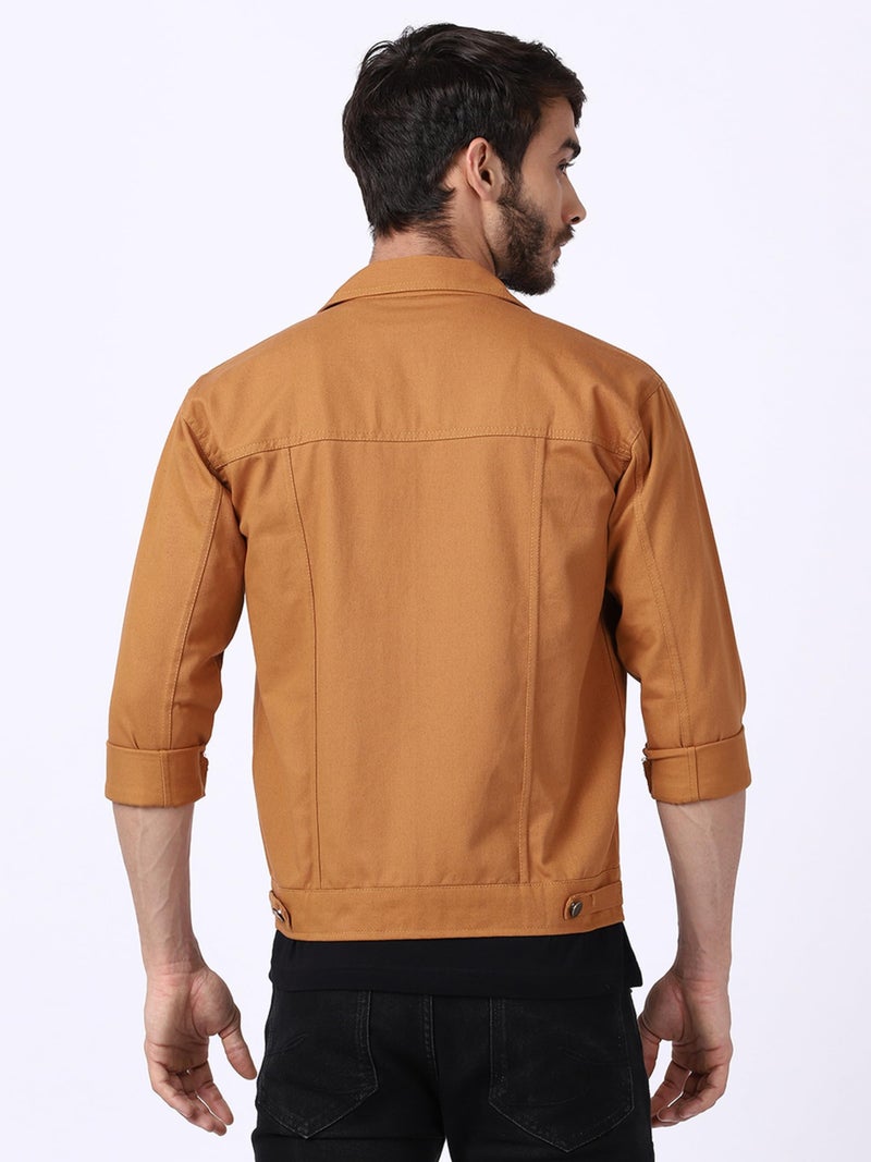 VOGATI Men's Denim Jacket kjt203vogf-s_Beige_S - Image 5