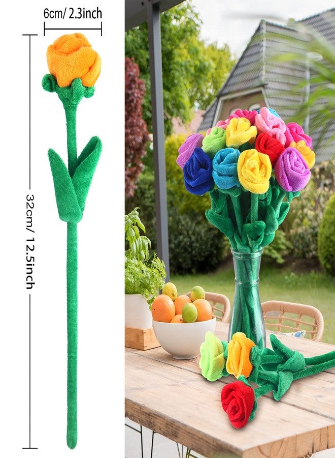 ZJoey 18 Pcs Plush Rose Flower Stuffed Bendable Stems Plush Bouquet Toy Soft Floral 12.6 Inch for Graduation 2026 Mother's Day Valentines Day Girl Girlfriend Wife Family and Friends(18 Pcs Colorful Series) - Image 3