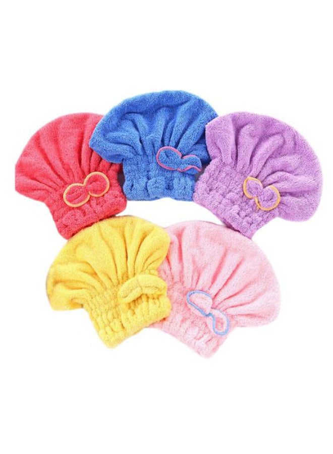 5-Piece Absorbent Hair Drying Shower Cap Set Multicolour 11.8 x 9.8inch