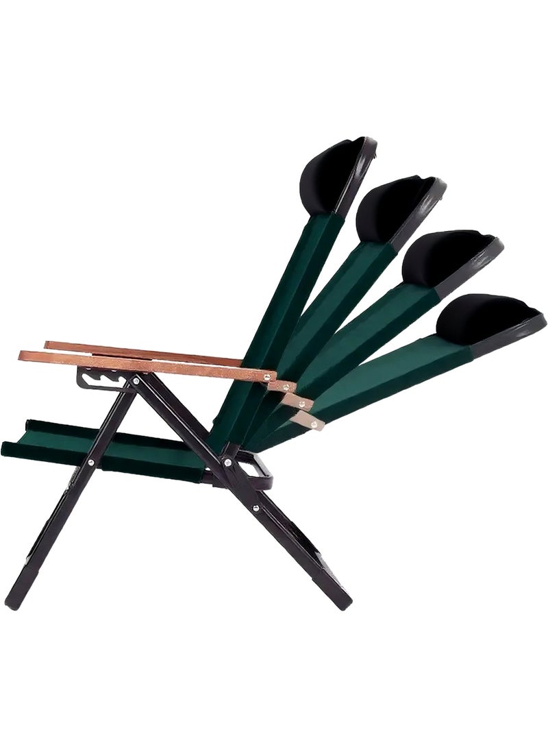 GREEN LION Coast Adjustable Camping Chair with 4 Adjustable Angles / Removable Pillow / Lightweight & Foldable Design / Anti-Slip Foot Base / 120kg Capacity - Green - Image 5