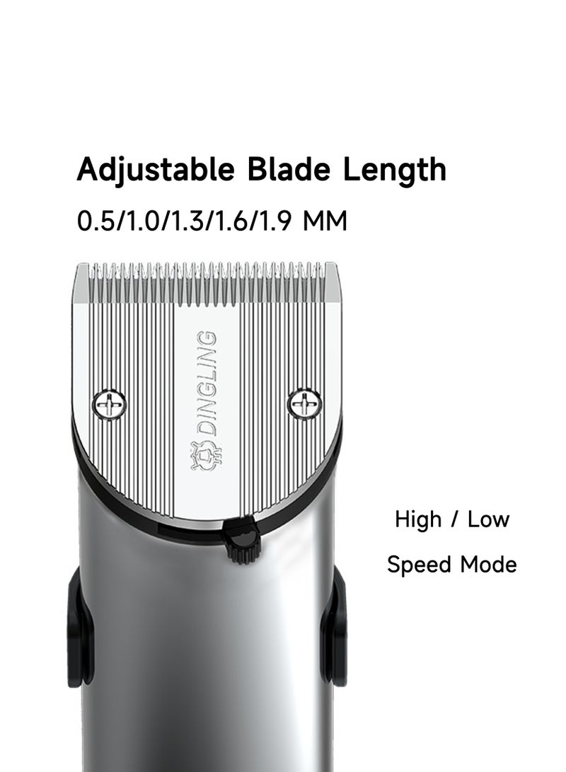 DINGLING Professional Shaving Trimming Clipper Silver for Adults and Children, USB Charger Cordless Convenient Using, Variety Hair Length, with 5 adjustable Combs, Low noise - Image 3