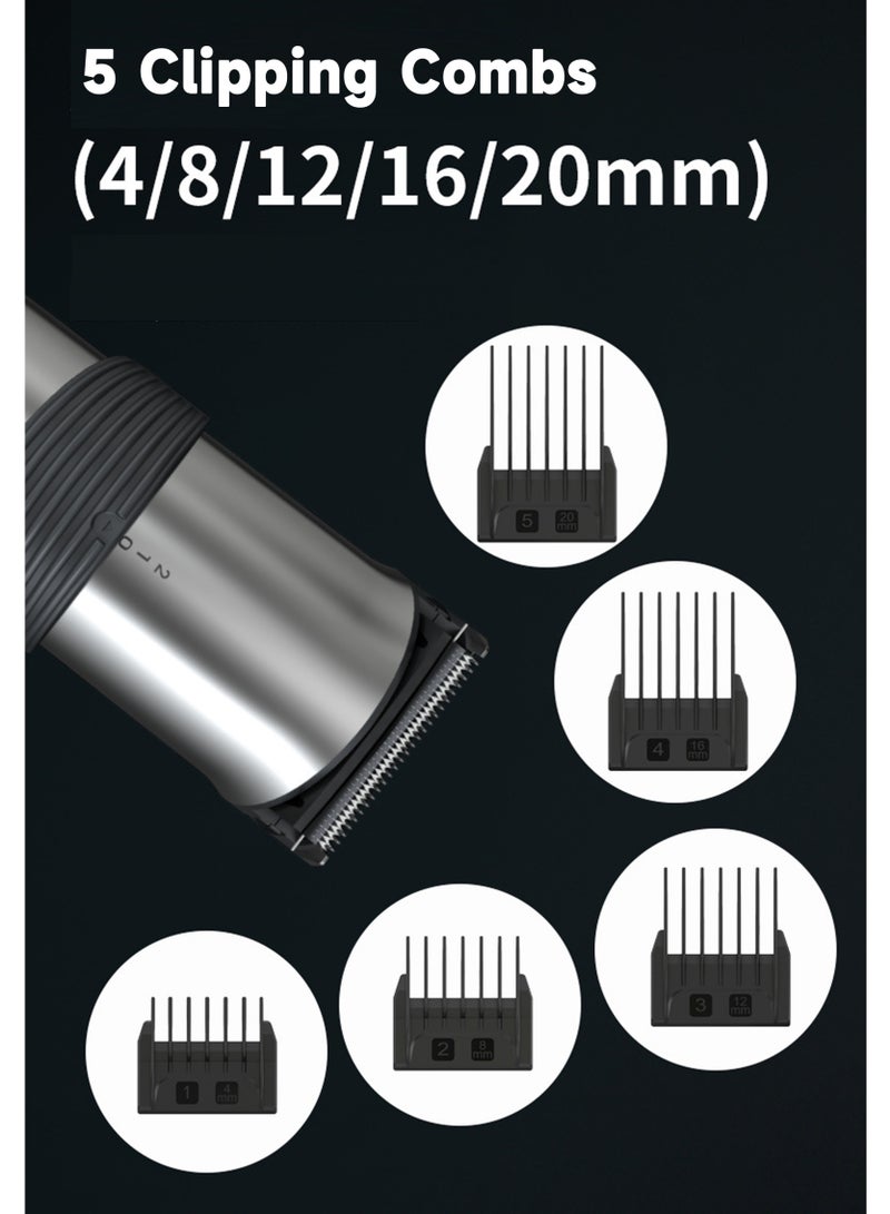 DINGLING Professional Shaving Trimming Clipper Silver for Adults and Children, USB Charger Cordless Convenient Using, Variety Hair Length, with 5 adjustable Combs, Low noise - Image 5