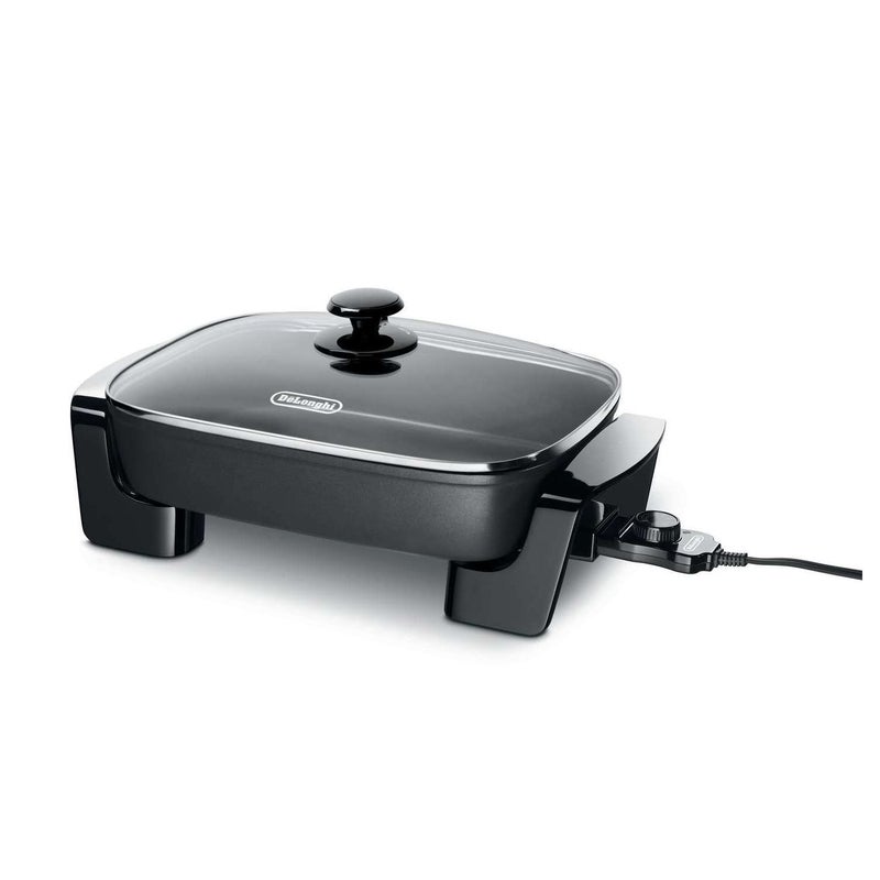 De'Longhi Electric Skillet with Tempered Glass Lid, 16" X 12", Black - Image 2