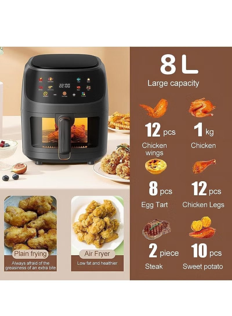 ELTRAZONE Air Fryer 8 Liter 2400W Extra Large Capacity Digital Touch Control Panel 8 Different Menu with Temperature Adjustable Instant Pot - Image 2
