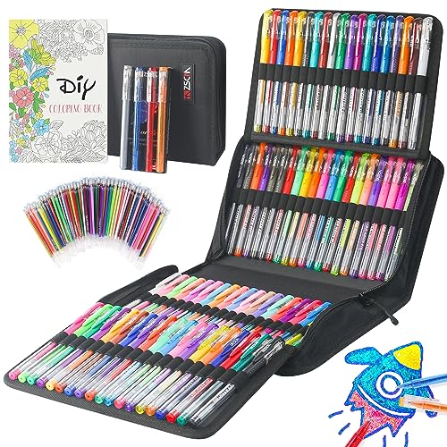 ZSCM QUALITY DECIDES THE FUTURE 202 Pack Gel Pen For Adults Coloring Books, 104 Artist Pens Include 100 Colored Pens, 4 Metallic Sparkle Pens With 98 Refills, Fine Tip Metallic Gel Pen for Drawing Journaling Craft Art Supplies - Image 1