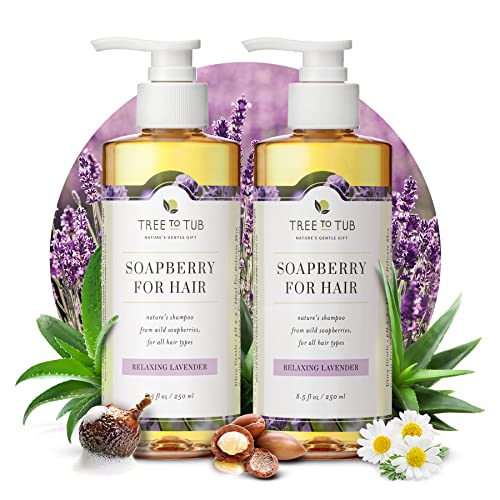 Tree to Tub Lavender Dry Hair Shampoo for Sensitive Scalp - Gentle Hydrating Dry Scalp Shampoo for Women & Men, Moisturizing Sulfate Free Shampoo w/Organic Argan Oil, Chamomile, All Natural Aloe Vera