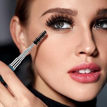 Molain Molain Mascara Brushes 3PCS Eyebrow Eyelash Spoolie Brushes Applicators Spoolies Brow Wands for Extensions Eyebrow Portable Cosmetic Brushes with Cap for Travel Black Blue Pink - Image 3