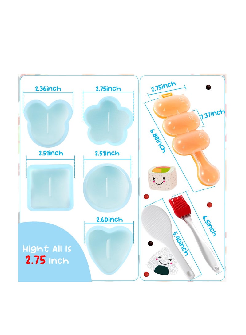 SYOSI Onigiri Maker Mold, 8 Pcs Sushi Onigiri Maker Mold Kit Rice Ball Mold Shake Sushi Makers Mold with Small Rice Paddle, Brush, Classic Triangle Rice Ball Maker Sushi Mold for Home DIY. - Image 3