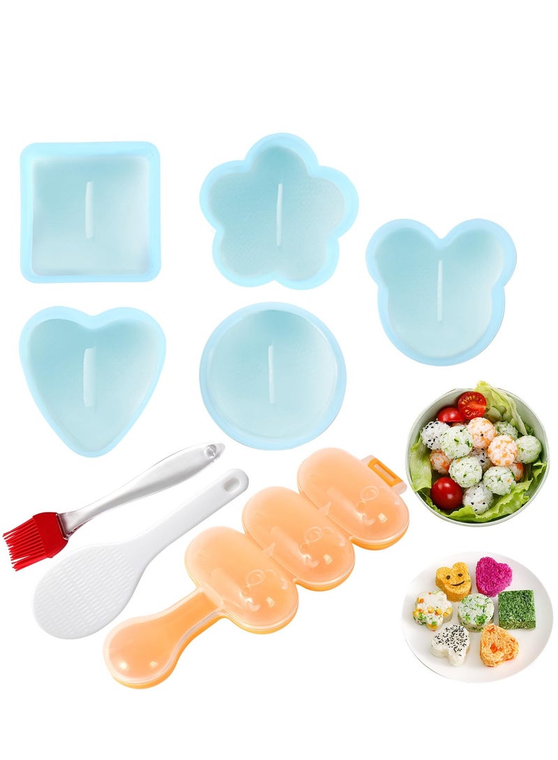 SYOSI Onigiri Maker Mold, 8 Pcs Sushi Onigiri Maker Mold Kit Rice Ball Mold Shake Sushi Makers Mold with Small Rice Paddle, Brush, Classic Triangle Rice Ball Maker Sushi Mold for Home DIY. - Image 1