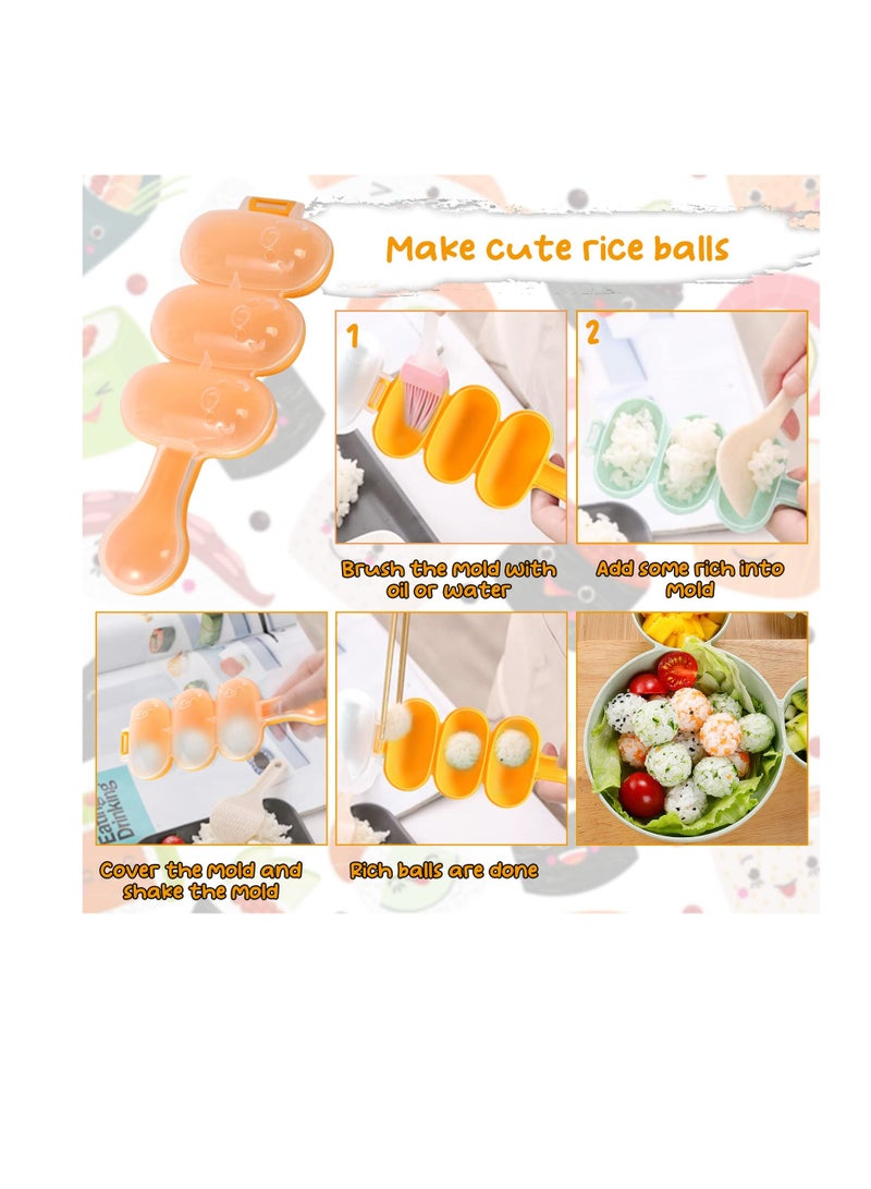 SYOSI Onigiri Maker Mold, 8 Pcs Sushi Onigiri Maker Mold Kit Rice Ball Mold Shake Sushi Makers Mold with Small Rice Paddle, Brush, Classic Triangle Rice Ball Maker Sushi Mold for Home DIY. - Image 5