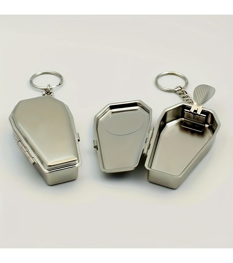 Silvery Portable Ashtray With Keychain Daily Necessities - Image 1
