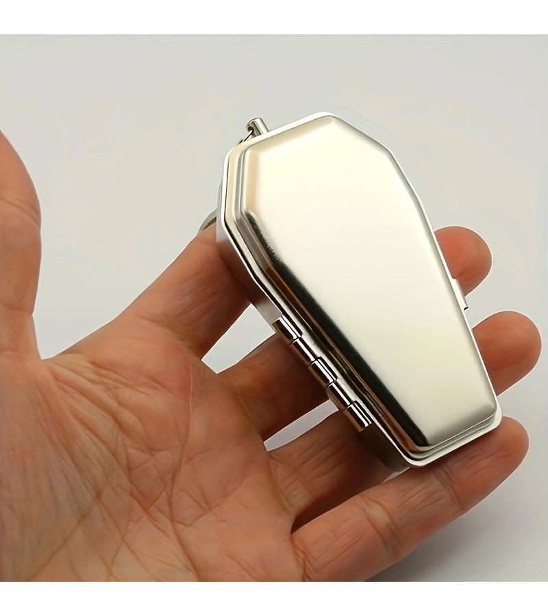 Silvery Portable Ashtray With Keychain Daily Necessities - Image 2