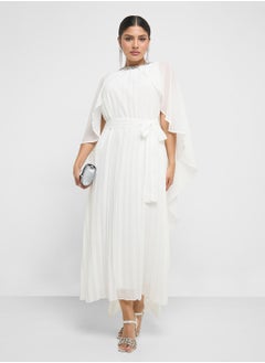 Khizana Cape Sleeved Pleated Dress  - Image 4