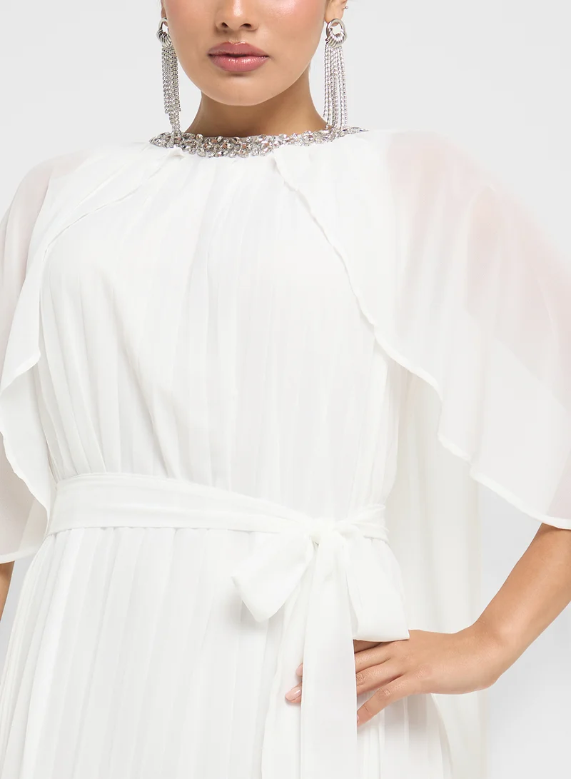 Khizana Pleated Chiffon Dress