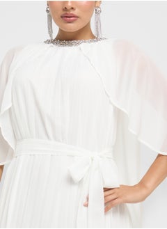 Khizana Cape Sleeved Pleated Dress  - Image 3