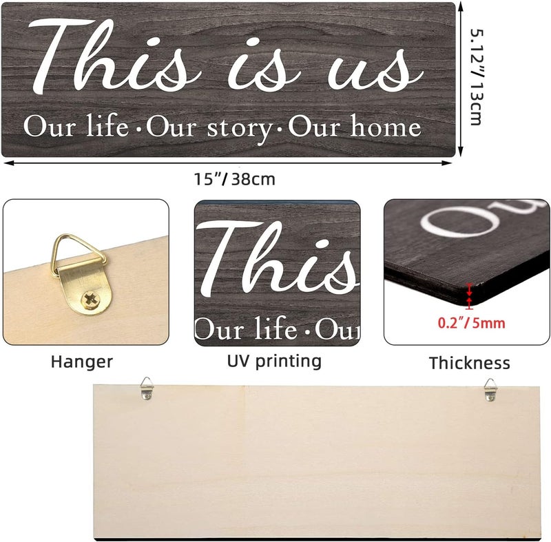 IDATOO 4 Pieces Home Wall Decor Signs, This is Us/ Together/ Bless this/ Family Rustic Wooden Wall Art with Quotes for Living Room Bedroom Kitchen Farmhouse Decor,Housewarming Gifts (Grey Black White, 15 x 5.1 inch) - Image 2