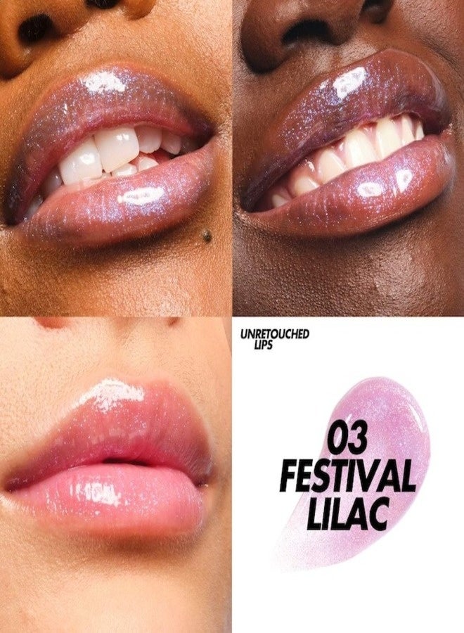 MAKE UP FOR EVER Super Boost Moisturizing & Plumping Lip Gloss 9ml – Shade 03 Festival Lilac – Holographic Violet & Blue Shimmer - Image 2