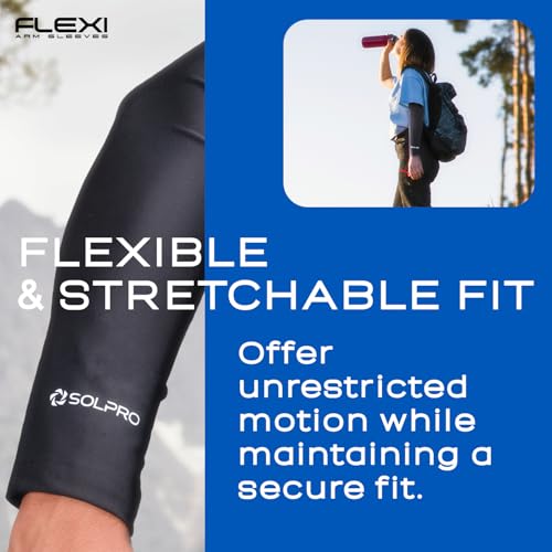 Solpro Flexi Arm Sleeves | Breathable, Sweat Wicking Arm Protection |UV-Protective Sleeves for Riding & Sports (Black) - Image 3