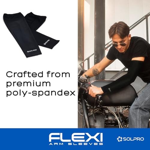 Solpro Flexi Arm Sleeves | Breathable, Sweat Wicking Arm Protection |UV-Protective Sleeves for Riding & Sports (Black) - Image 2