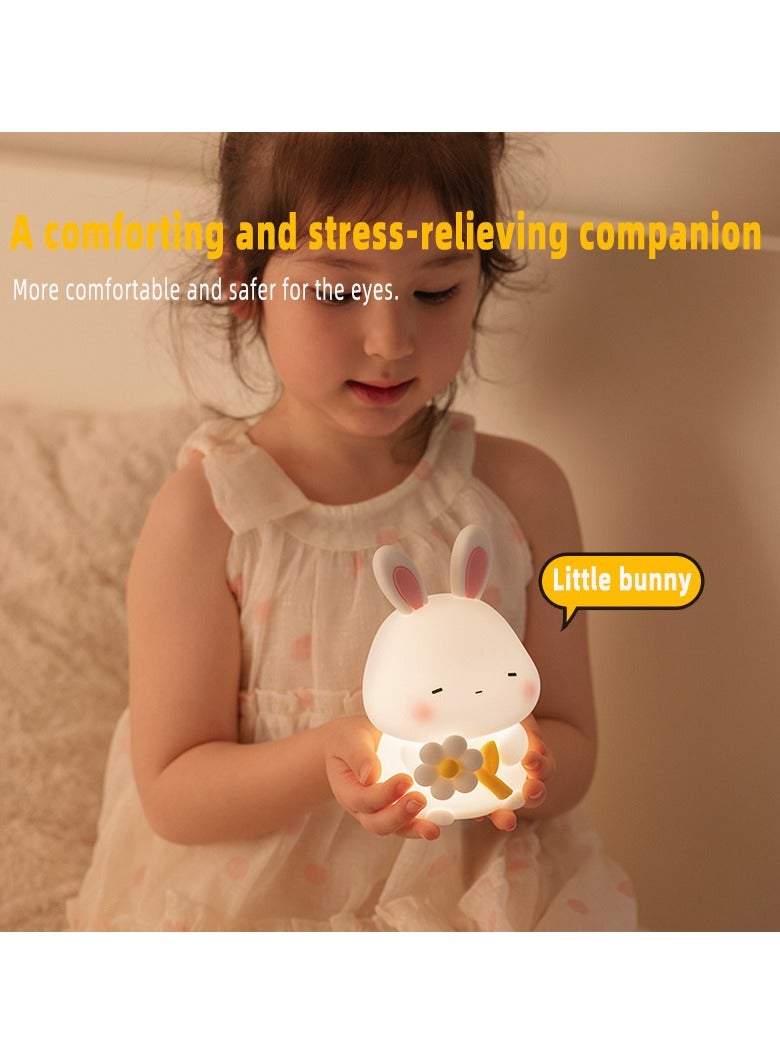 White noise soothing effect with sleep night light tapping color cute rabbit shape night light children's autonomous sleep light - Image 4