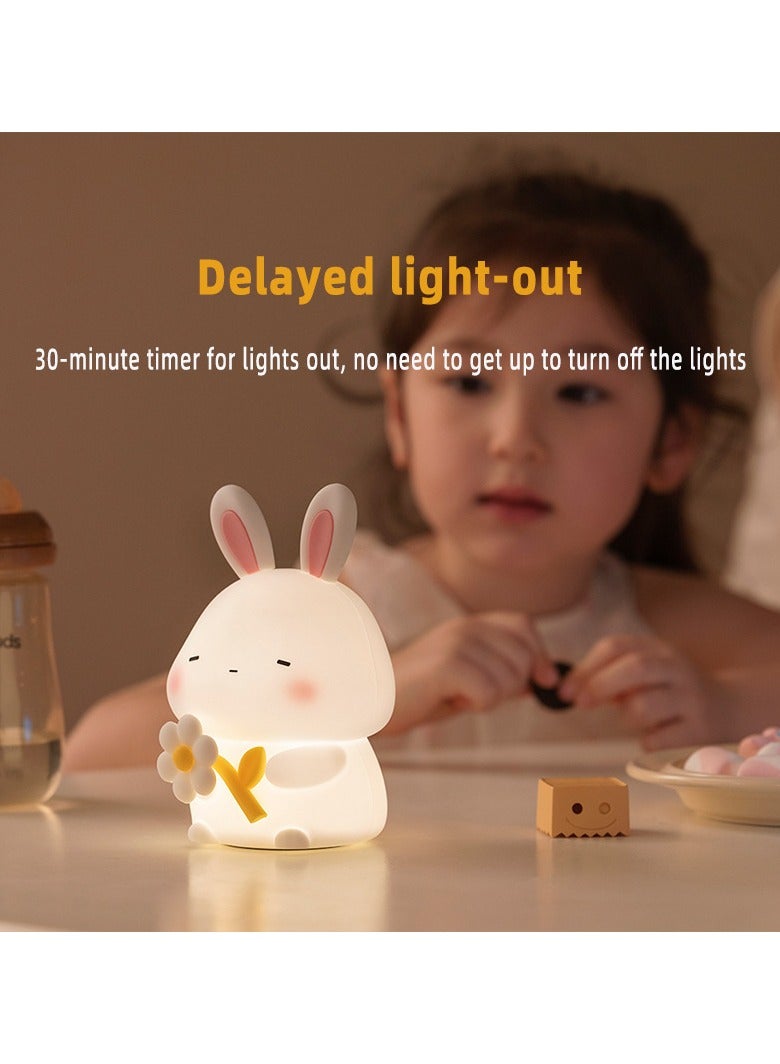 White noise soothing effect with sleep night light tapping color cute rabbit shape night light children's autonomous sleep light - Image 3