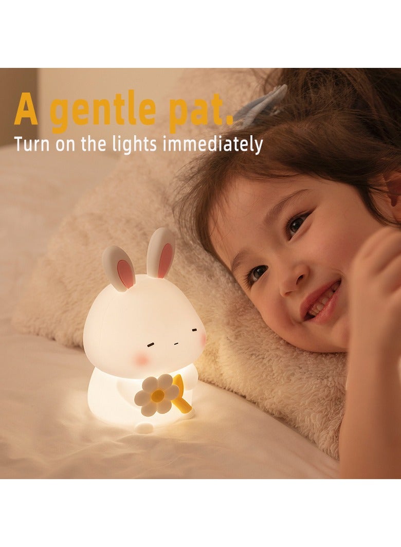 White noise soothing effect with sleep night light tapping color cute rabbit shape night light children's autonomous sleep light - Image 1