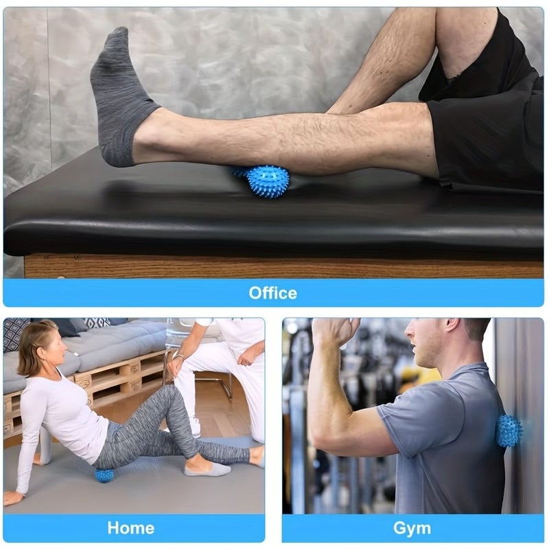 زوج من كرات massage الللياقة البدنية واليوغا باللون الأزرق لتحرير الليف العضلي وإرخاء العضلات العميقة ونقاط الزناد - Image 5