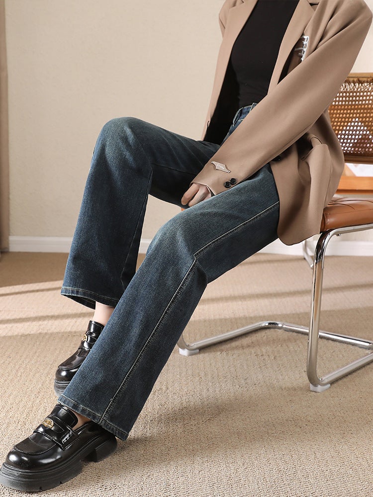 American-Style Retro Wide-Leg Jeans For Women 2024 Spring New Lengthened High Waist Slimming Draping Loose Straight Pants E911 - Image 3