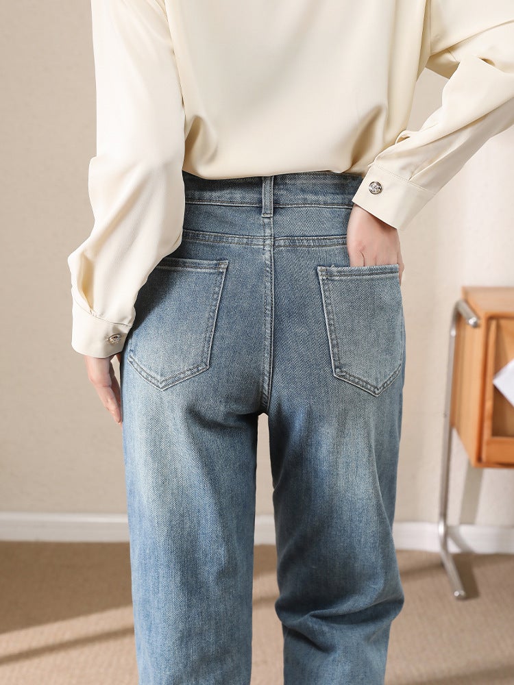 American-Style Retro Wide-Leg Jeans For Women 2024 Spring New Lengthened High Waist Slimming Draping Loose Straight Pants E911 - Image 5