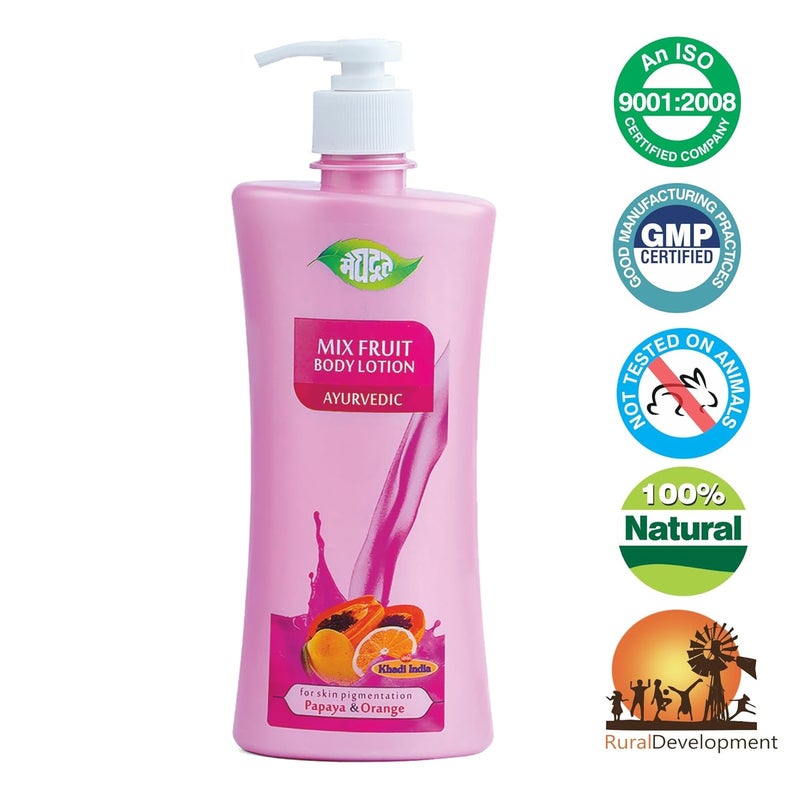 Meghdoot Natural Mix Fruit Intense Hydrating Body Lotion Enriched With Extracts of Papaya Orange for Pigmentation and Dry Skin Soft and Glowing Skin 500ml Pack of 1 - Image 3
