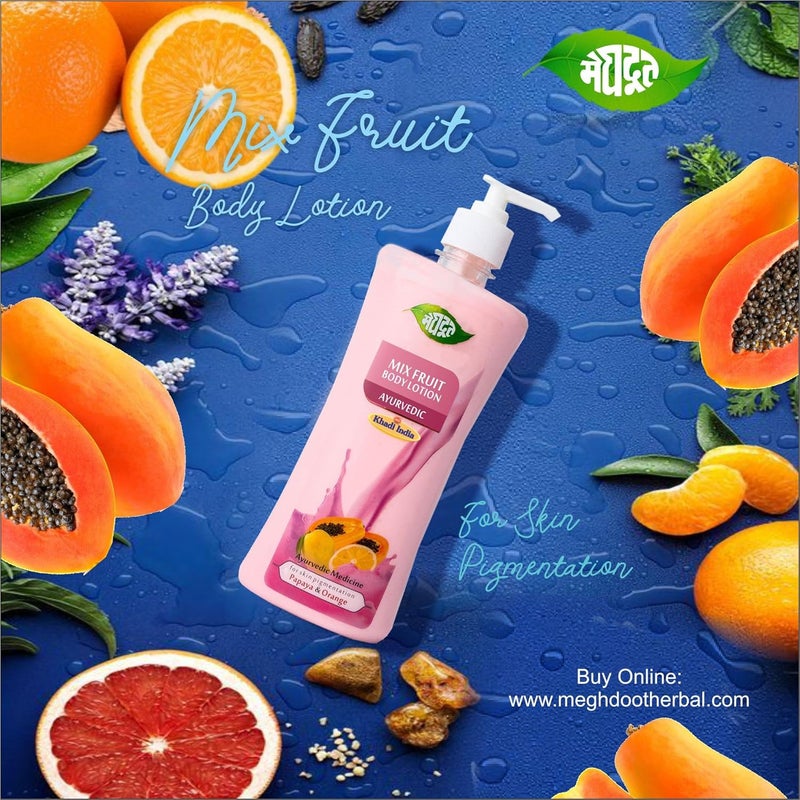 Meghdoot Natural Mix Fruit Intense Hydrating Body Lotion Enriched With Extracts of Papaya Orange for Pigmentation and Dry Skin Soft and Glowing Skin 500ml Pack of 1 - Image 5