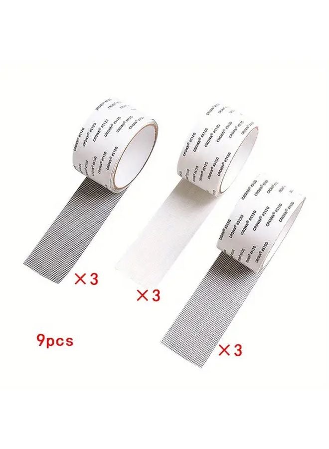 Mixed 9 Piece Set Self Adhesive Invisible Window Screen Netting Anti Mosquito Breathable - Image 1