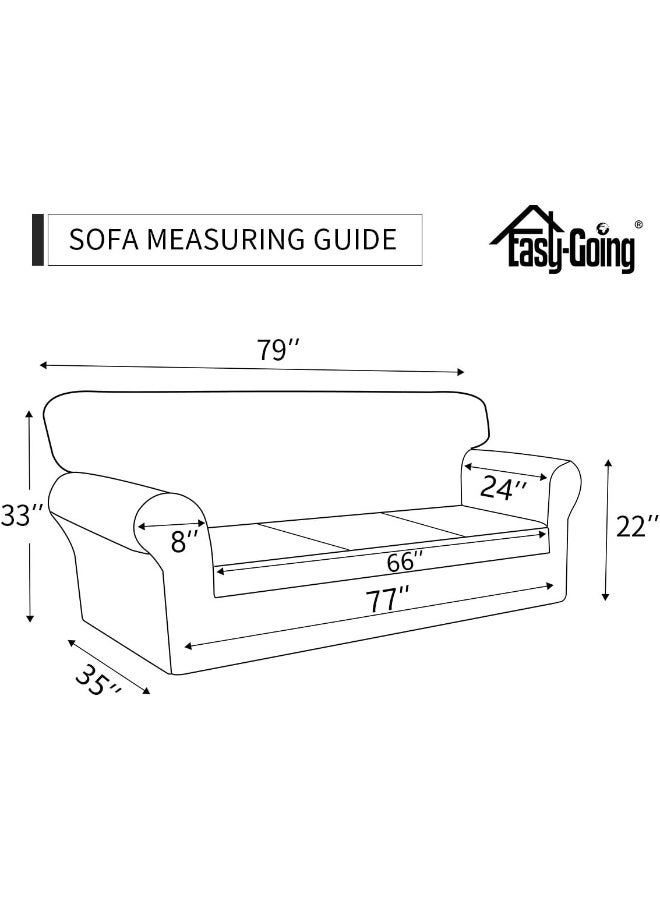 Easy-Going EasyGoing 2 Pieces Microfiber Stretch Sofa Slipcover  Spandex Soft Fitted Sofa Couch Cover Washable Furniture Protector with Elastic Bottom KidsPet Sofa Chocolate - Image 4