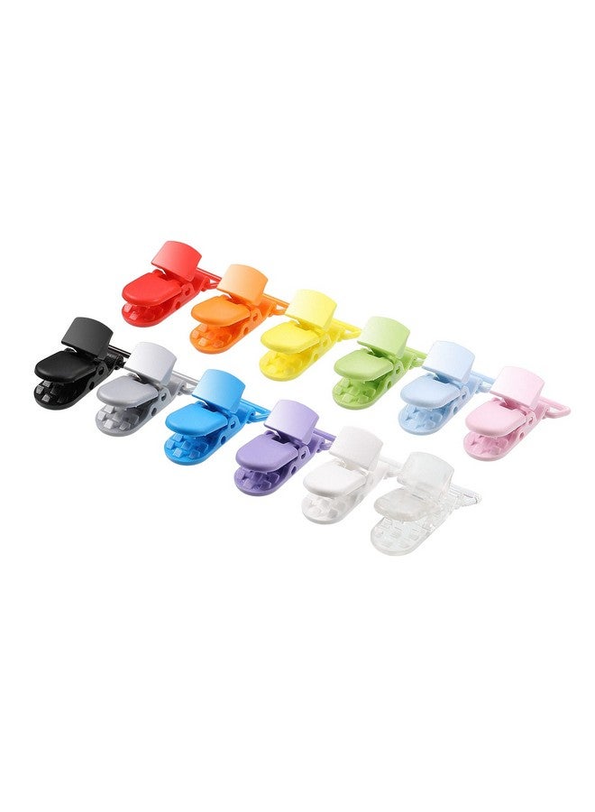 Nuanchu 60 Pieces Pacifier Clips Holders Plastic Suspender Clips for Pacifiers for DIY Teething Toys Baby Blankets Bib,12 Colors - Image 2