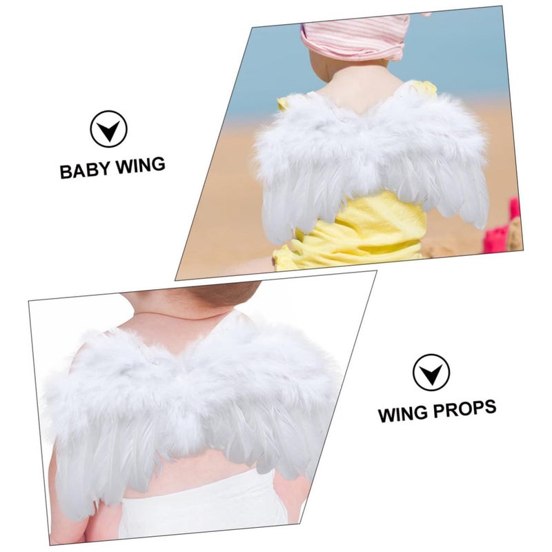 Newborn Photography Headband Angel Wings Prop Set White - Image 4