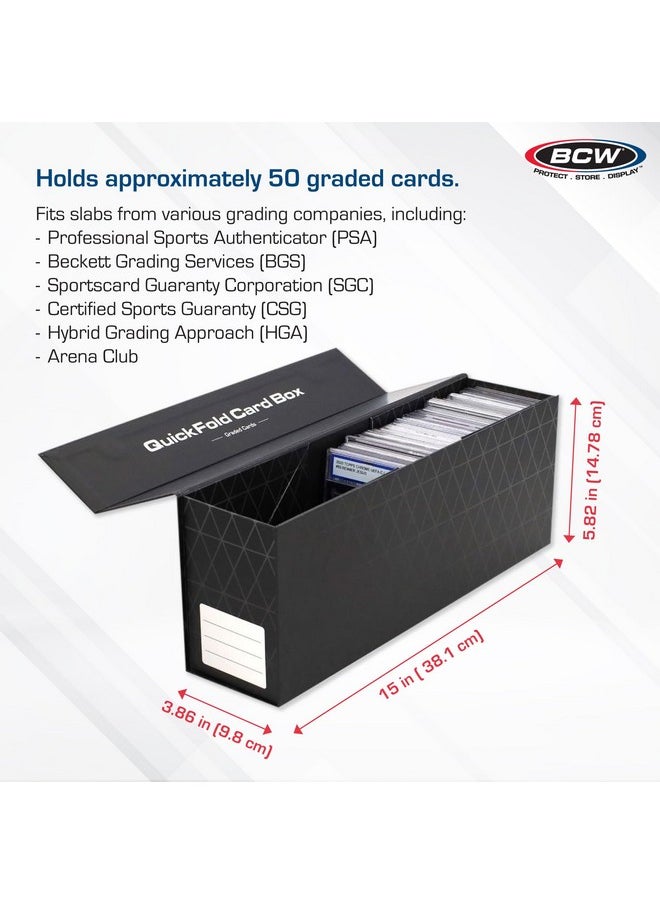 BCW BCW QuickFold Card Boxes for Graded Cards - Black | Magnetic Closure Card Storage Box | Holds 50 Slabs for Graded Cards Each | Compatible with PSA, BGS, SGC | Easy to Assemble (3 Pack)  - Image 3