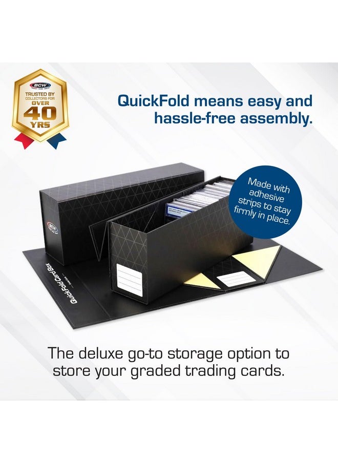 BCW BCW QuickFold Card Boxes for Graded Cards - Black | Magnetic Closure Card Storage Box | Holds 50 Slabs for Graded Cards Each | Compatible with PSA, BGS, SGC | Easy to Assemble (3 Pack)  - Image 2