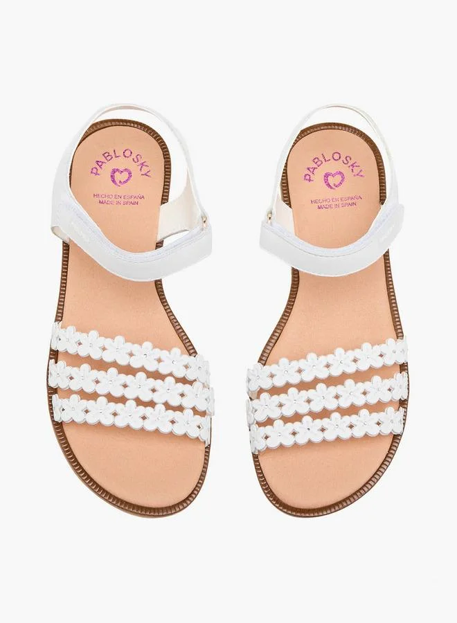 Pablosky Girls Floral Strap Hook & Loop Sandals