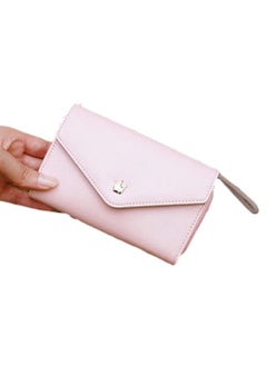Rubik Women PU Leather Zipper Wallet Multi-layer Coin Purse (Pink)  - Image 1
