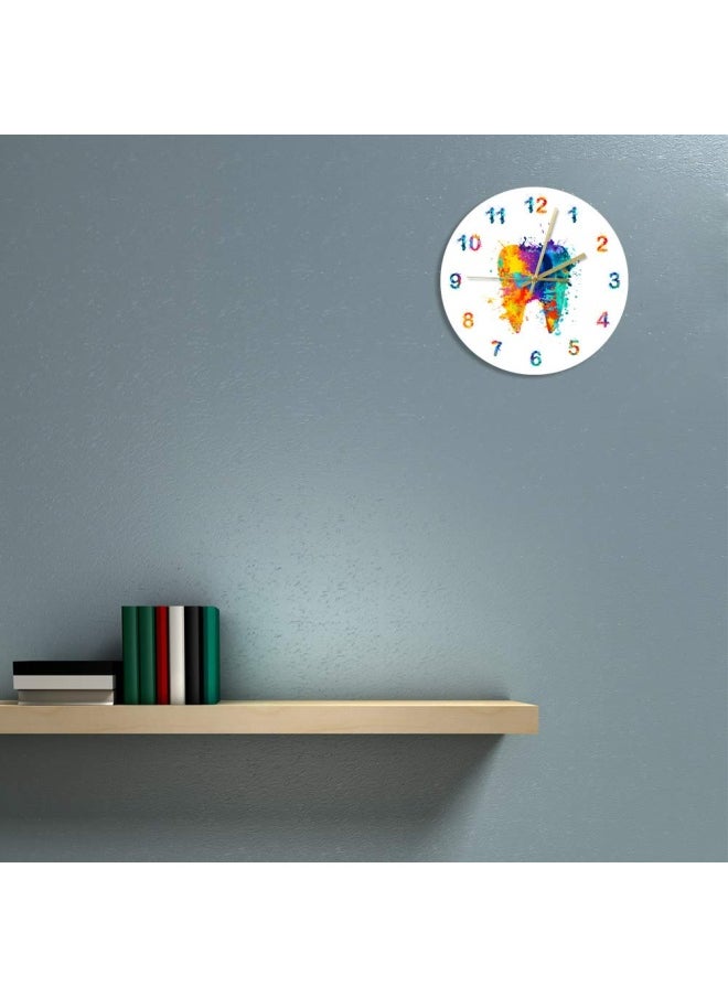 Generic - The Geeky Days Watercolour Tooth Painting Print Wall Clock Medical Dental Clinic Wall Art Non Ticking Wall Watch Orthodontist Dentist Gift Idea - Image 1