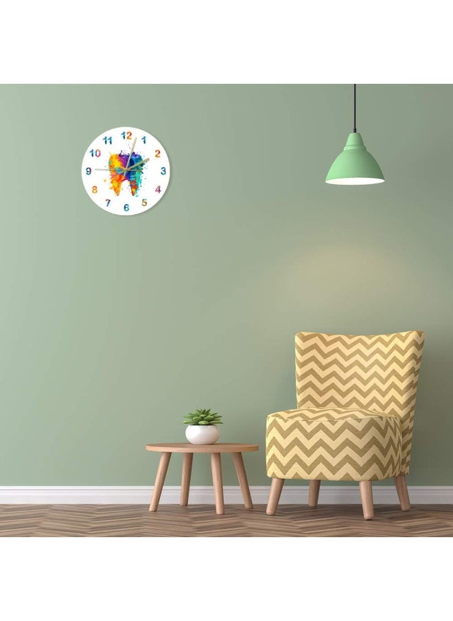 Generic - The Geeky Days Watercolour Tooth Painting Print Wall Clock Medical Dental Clinic Wall Art Non Ticking Wall Watch Orthodontist Dentist Gift Idea - Image 1