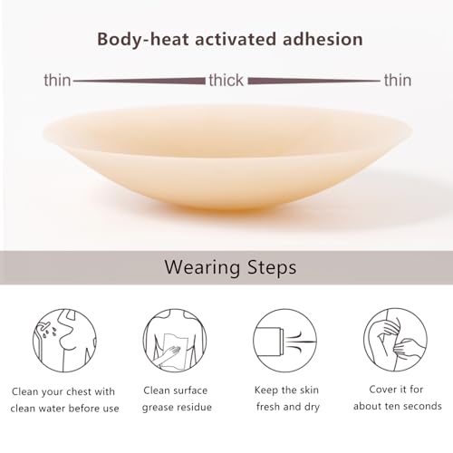 Bontierie Go Braless Body Grippy-not-sticky Seamless 2 Pairs Nipple Covers Ultra-Thin Non-Adhesive Reusable Pasties Creme - Image 5