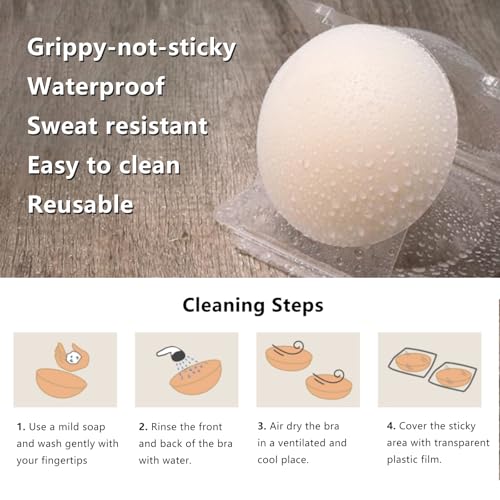 Bontierie Go Braless Body Grippy-not-sticky Seamless 2 Pairs Nipple Covers Ultra-Thin Non-Adhesive Reusable Pasties Creme - Image 4