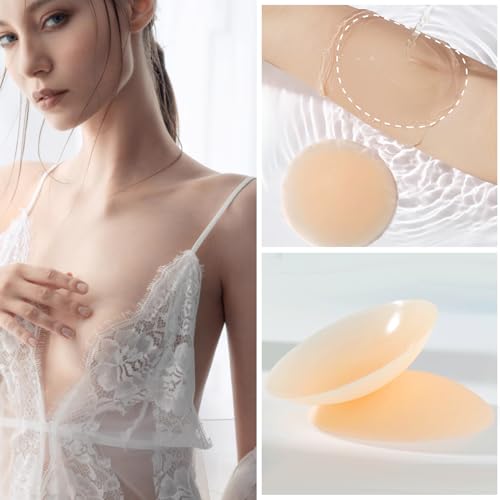 Bontierie Go Braless Body Grippy-not-sticky Seamless 2 Pairs Nipple Covers Ultra-Thin Non-Adhesive Reusable Pasties Creme - Image 2