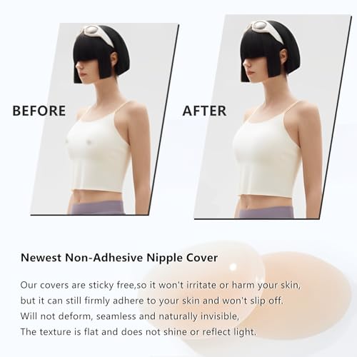 Bontierie Go Braless Body Grippy-not-sticky Seamless 2 Pairs Nipple Covers Ultra-Thin Non-Adhesive Reusable Pasties Creme - Image 3